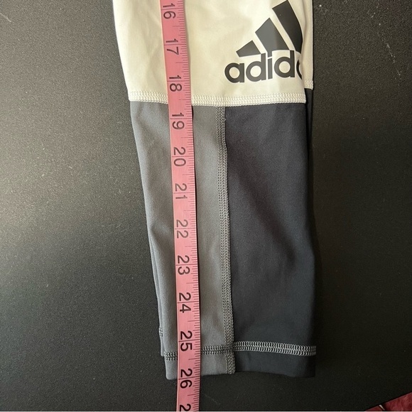 Adidas Leggings Women Small Runnings Soft Gray Black Color Block High Rise W - Picture 6 of 11